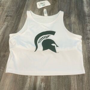 College Corner Michigan State University White Crop Tank Large NEW